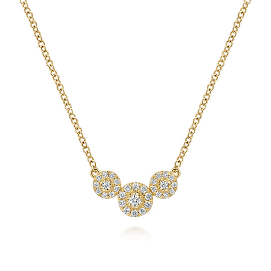 14K Yellow Gold Diamond Cluster Bar Necklace — Gabriel & Co. NK8291Y45JJ