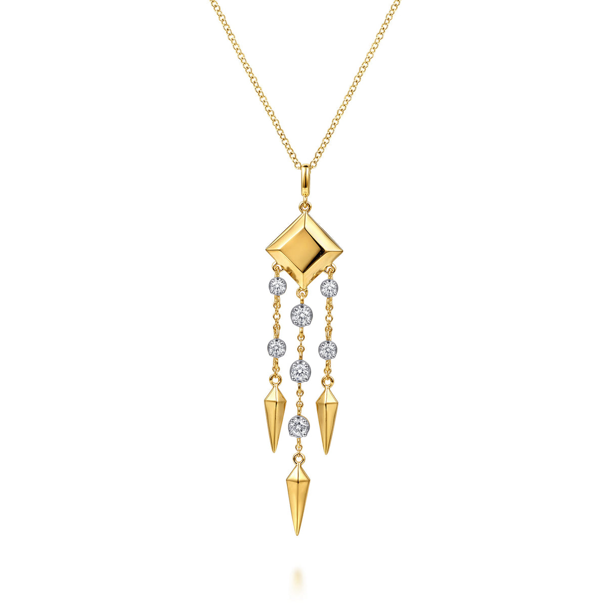 14K Yellow Gold Diamond Drop Chandelier Necklace — Gabriel & Co. NK8303Y45JJ