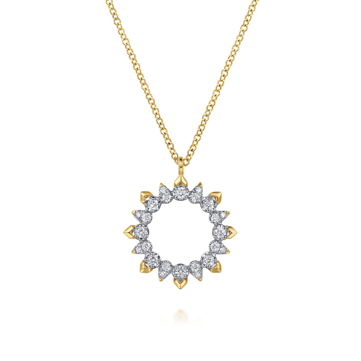 14K Yellow Gold Diamond  Pear Circle Pendant Necklace — Gabriel & Co. NK8309Y45JJ