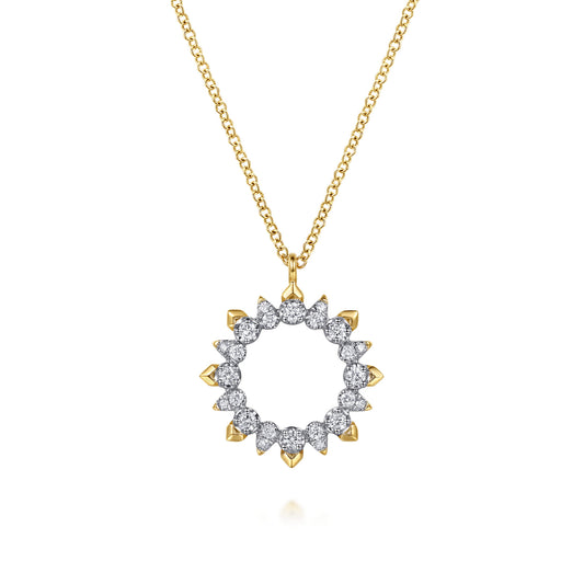 14K Yellow Gold Diamond  Pear Circle Pendant Necklace — Gabriel & Co. NK8309Y45JJ