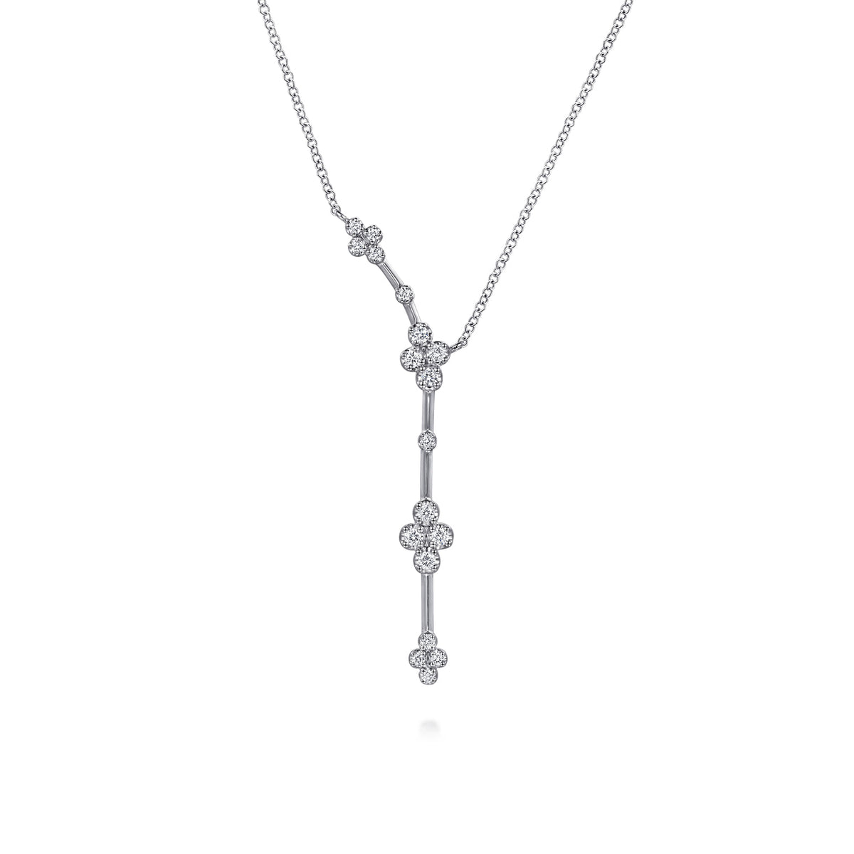 14K White Gold Diamond Clover Station Y Necklace — Gabriel & Co. NK8310W45JJ