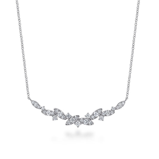 14K White Gold Diamond Marquise Bar Necklace — Gabriel & Co. NK8311W45JJ