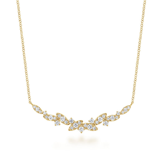 14K Yellow Gold Diamond Marquise Bar Necklace — Gabriel & Co. NK8311Y45JJ