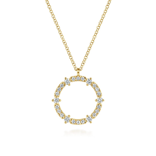 14K Yellow Gold Diamond Circle Pendant Necklace — Gabriel & Co. NK8314Y45JJ