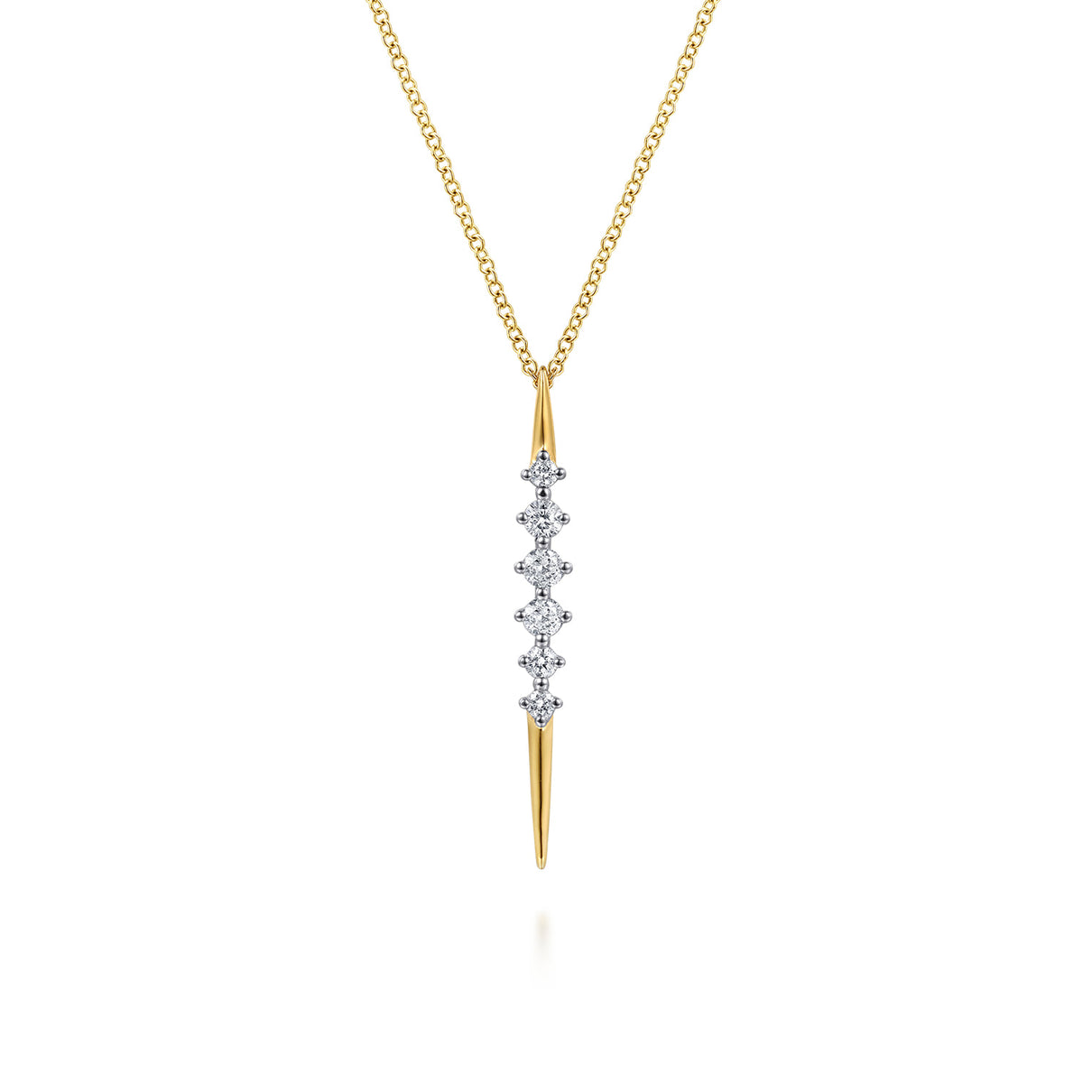 14K Yellow Gold Spike Graduating Diamond Vertical Spike Bar Necklace — Gabriel & Co. NK8316Y45JJ