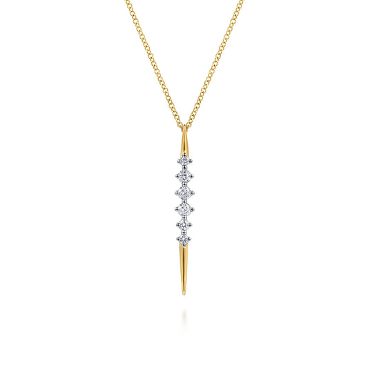 14K Yellow Gold Spike Graduating Diamond Vertical Spike Bar Necklace — Gabriel & Co. NK8316Y45JJ