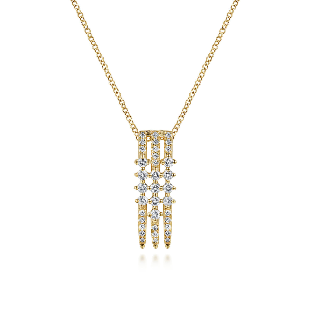 14K Yellow Gold Spike Multi Row Vertical Diamond Pendant Necklace — Gabriel & Co. NK8319Y45JJ