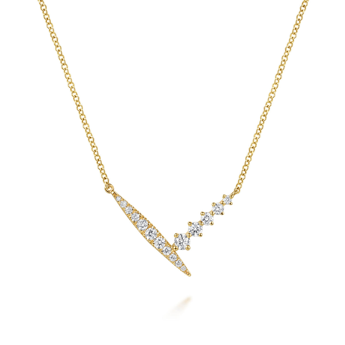 14K Yellow Gold Spike Graduating Diamond Chevron Bar Necklace — Gabriel & Co. NK8320Y45JJ