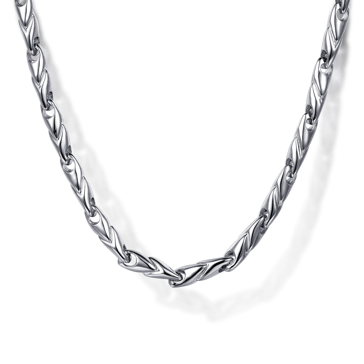 22 Inch 3.2mm 14K White Gold Mens Hollow Link Chain Necklace — Gabriel & Co. NKM6767-22W4JJJ