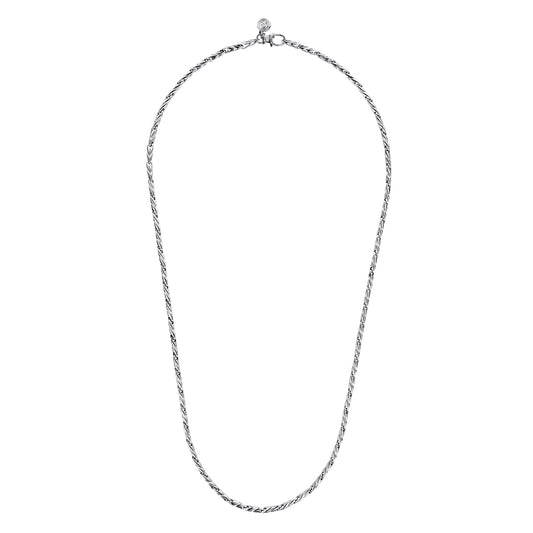 22 Inch 3.2mm 14K White Gold Mens Hollow Link Chain Necklace — Gabriel & Co. NKM6767-22W4JJJ