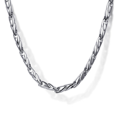 24 Inch 3.2mm 14K White Gold Mens Hollow Link Chain Necklace — Gabriel & Co. NKM6767-24W4JJJ