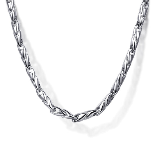 24 Inch 3.2mm 14K White Gold Mens Hollow Link Chain Necklace — Gabriel & Co. NKM6767-24W4JJJ