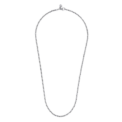24 Inch 3.2mm 14K White Gold Mens Hollow Link Chain Necklace — Gabriel & Co. NKM6767-24W4JJJ