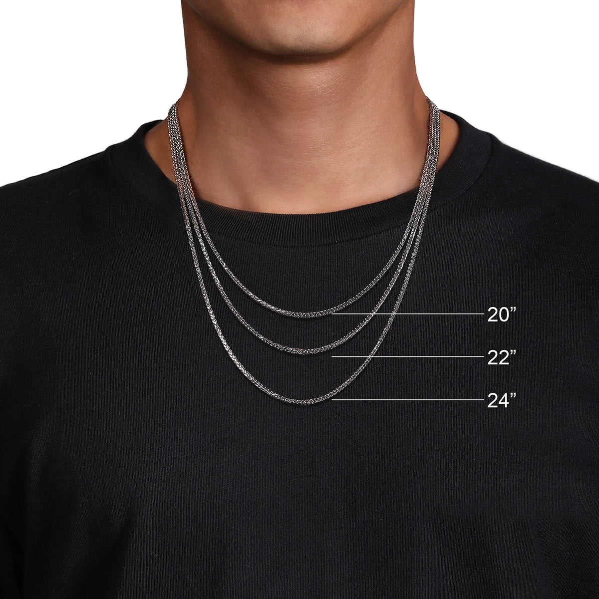 24 Inch 3.2mm 14K White Gold Mens Hollow Link Chain Necklace — Gabriel & Co. NKM6767-24W4JJJ
