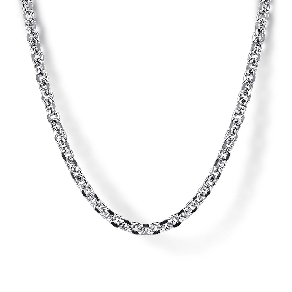 22 Inch 2.85mm 14K White Gold Mens Hollow Link Chain Necklace — Gabriel & Co. NKM7009-22W4JJJ
