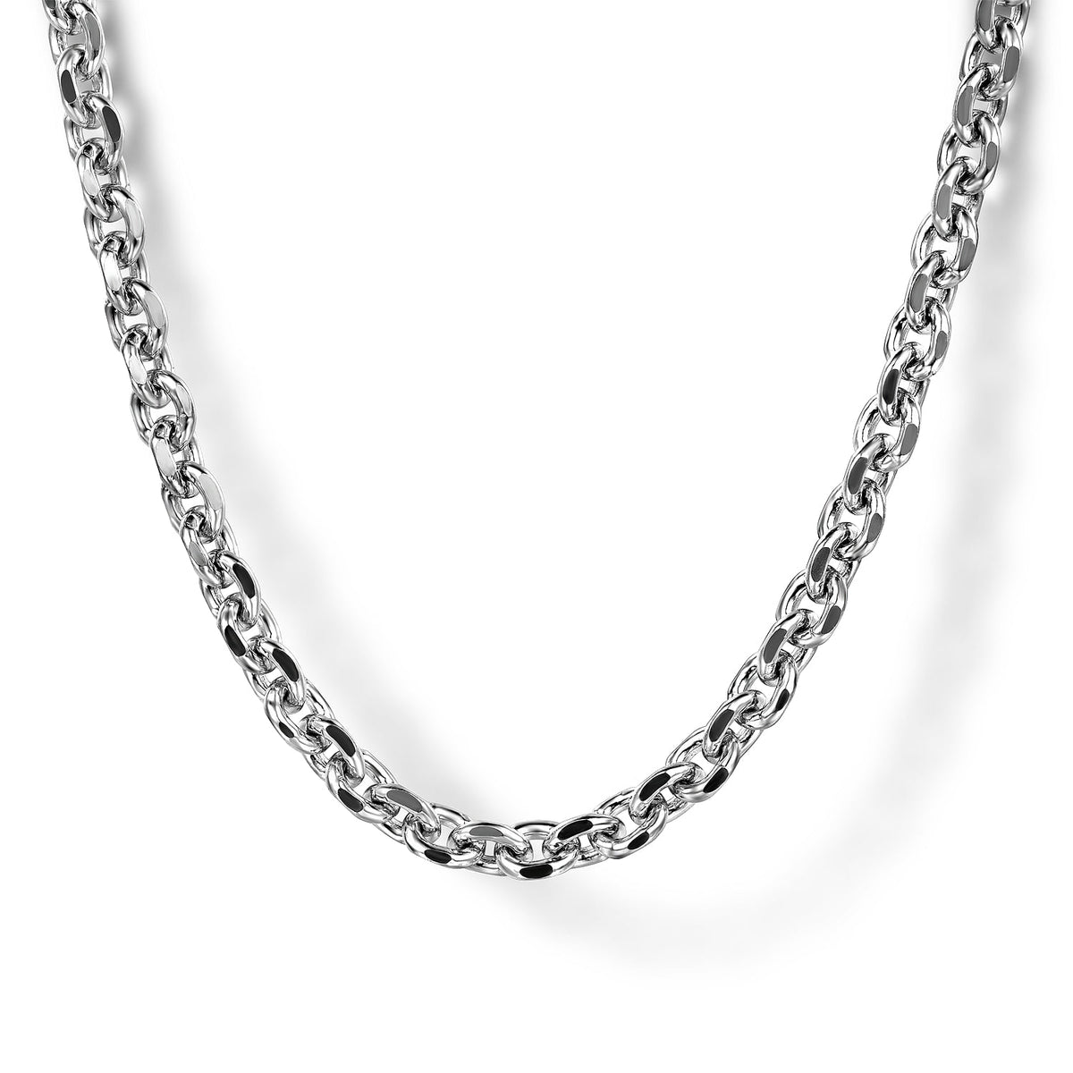22 Inch 3.6mm 14K White Gold Mens Hollow Link Chain Necklace — Gabriel & Co. NKM7010-22W4JJJ