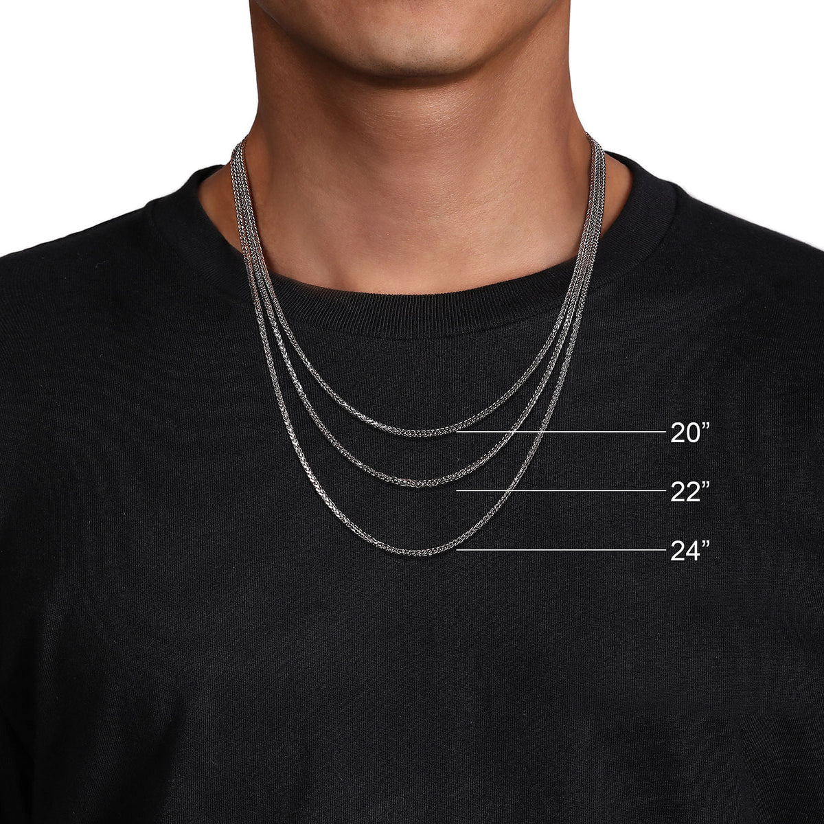 22 Inch 3.6mm 14K White Gold Mens Hollow Link Chain Necklace — Gabriel & Co. NKM7010-22W4JJJ