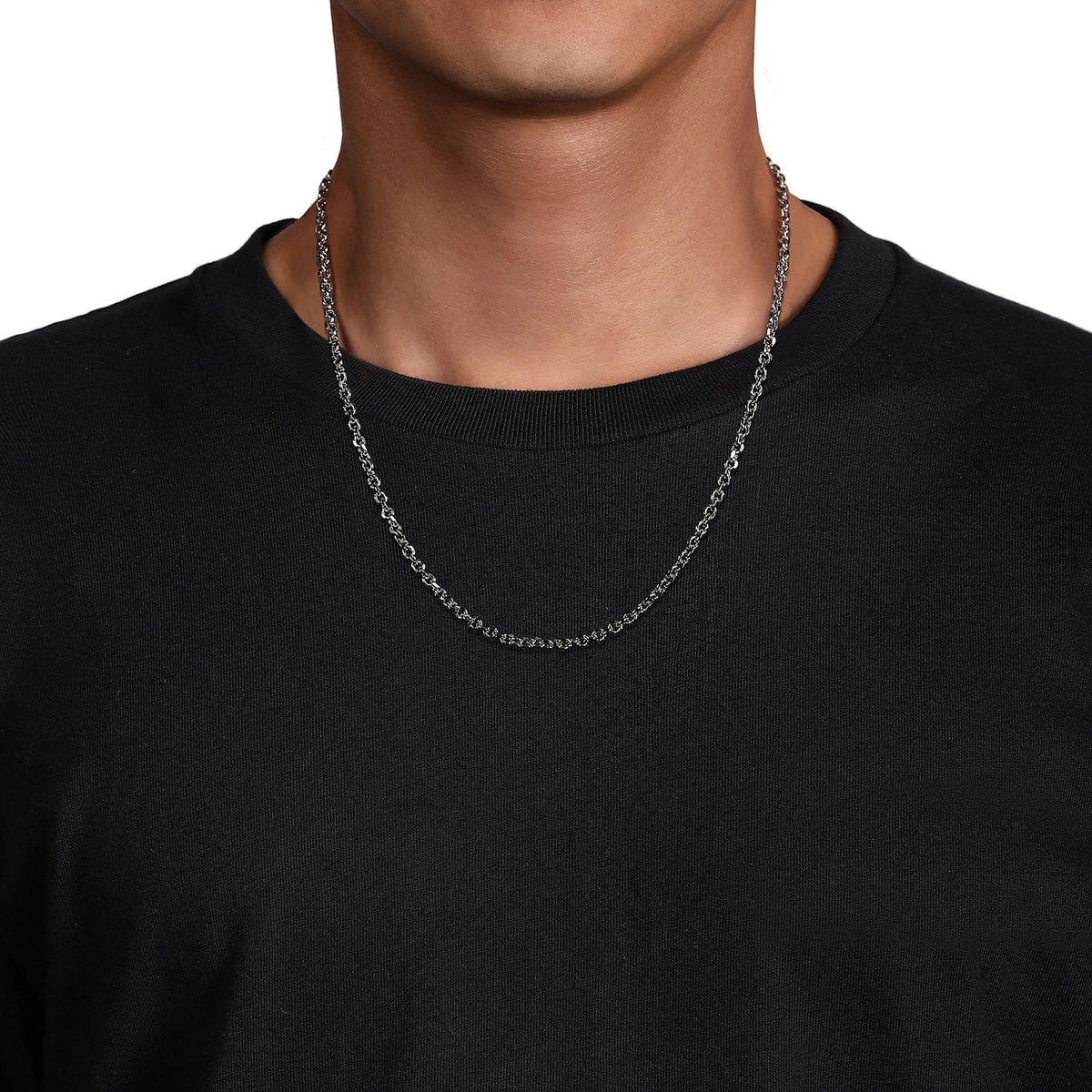 22 Inch 3.6mm 14K White Gold Mens Hollow Link Chain Necklace — Gabriel & Co. NKM7010-22W4JJJ
