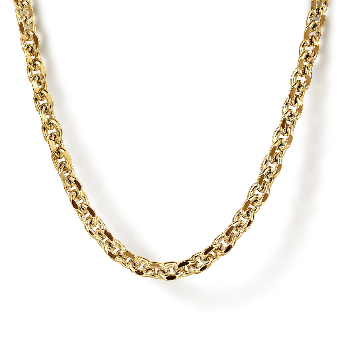 22 Inch 3.6mm 14K Yellow Gold Men's Hollow Link Chain Necklace — Gabriel & Co. NKM7010-22Y4JJJ
