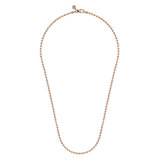 22 Inch 3mm 14K Rose Gold Mens Hollow Ball Chain Necklace — Gabriel & Co. NKM7154-22K4JJJ