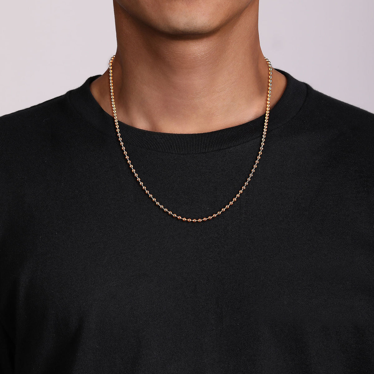 22 Inch 3mm 14K Rose Gold Mens Hollow Ball Chain Necklace — Gabriel & Co. NKM7154-22K4JJJ