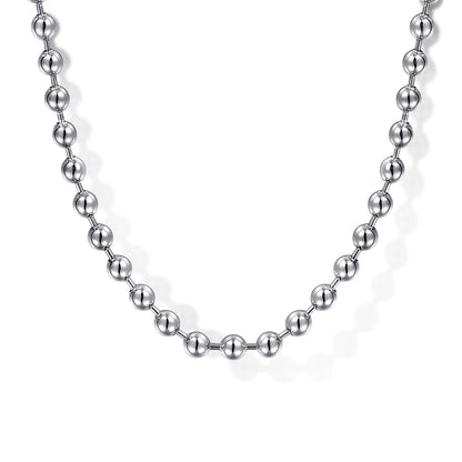 22 Inch 3mm 14K White Gold Mens Hollow Ball Chain Necklace — Gabriel & Co. NKM7154-22W4JJJ