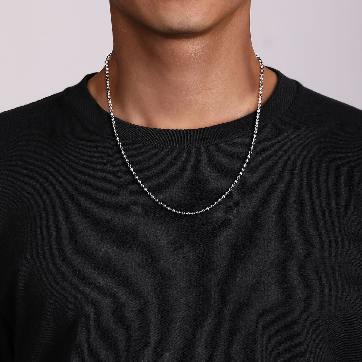 22 Inch 3mm 14K White Gold Mens Hollow Ball Chain Necklace — Gabriel & Co. NKM7154-22W4JJJ