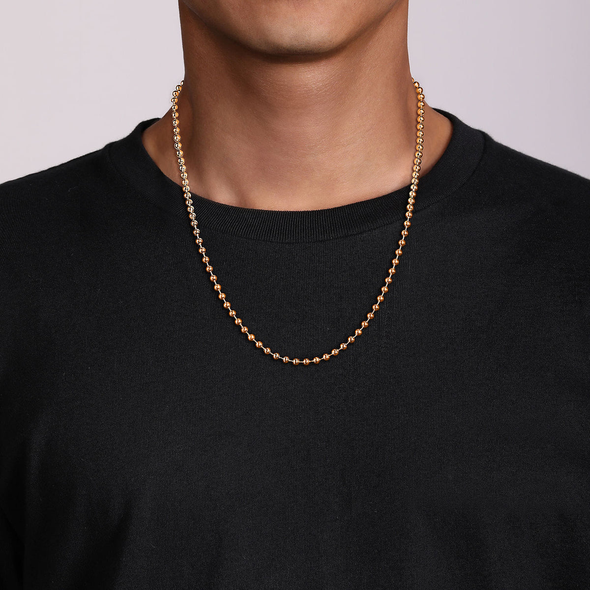 22 Inch 4mm 14K Rose Gold Mens Hollow Ball Chain Necklace — Gabriel & Co. NKM7155-22K4JJJ