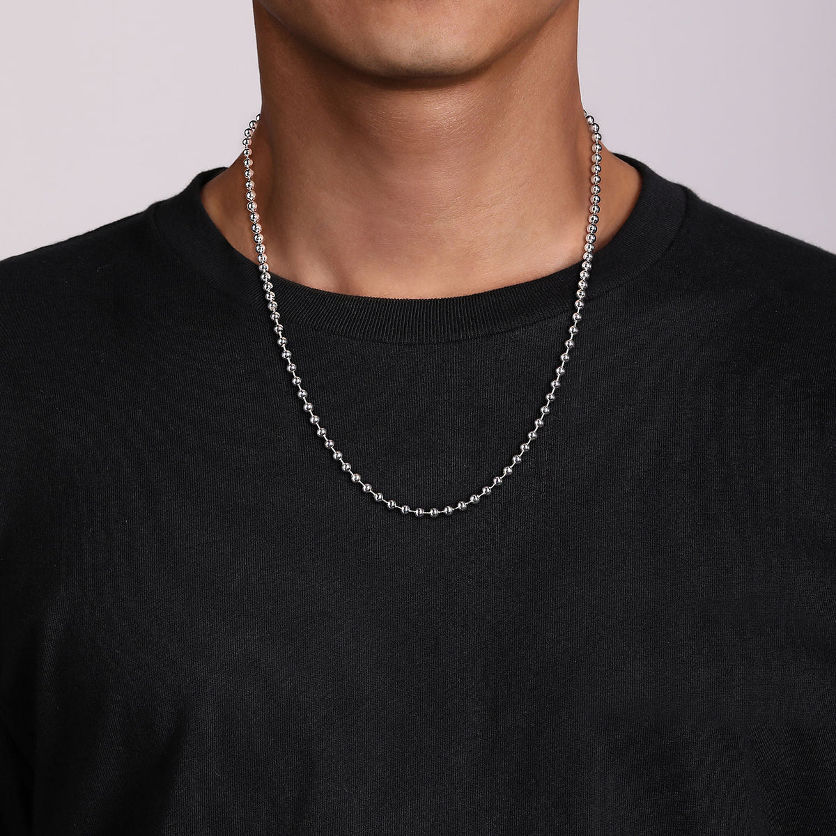 22 Inch 4mm 14K White Gold Mens Hollow Ball Chain Necklace — Gabriel & Co. NKM7155-22W4JJJ
