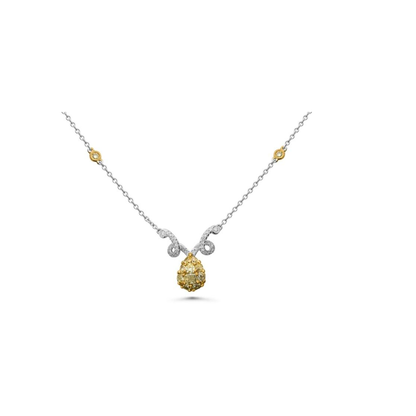 Pear Shape Fancy Yellow Diamond Necklace — view 1