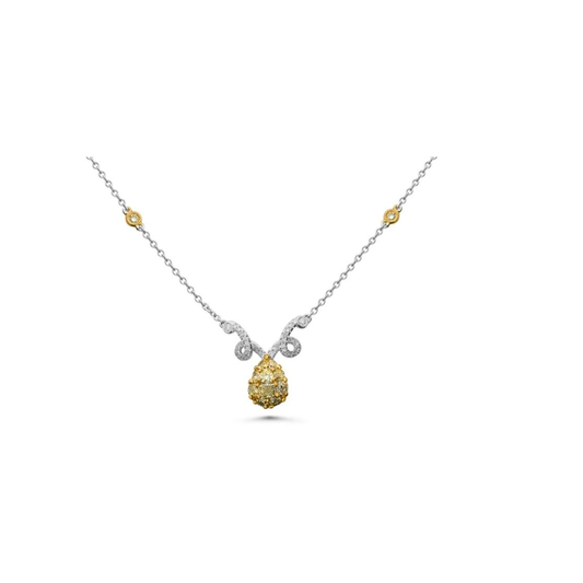 Pear Shape Fancy Yellow Diamond Necklace — view 1