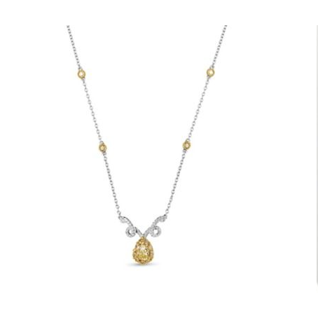 Pear Shape Fancy Yellow Diamond Necklace — view 2