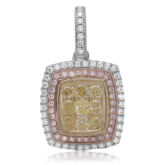 Radiant Fancy Yellow Diamond Necklace — view 1
