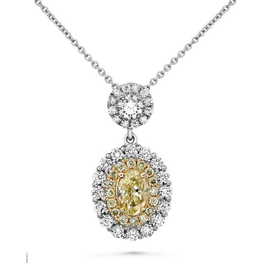 Oval Fancy Yellow Diamond Necklace — view 1