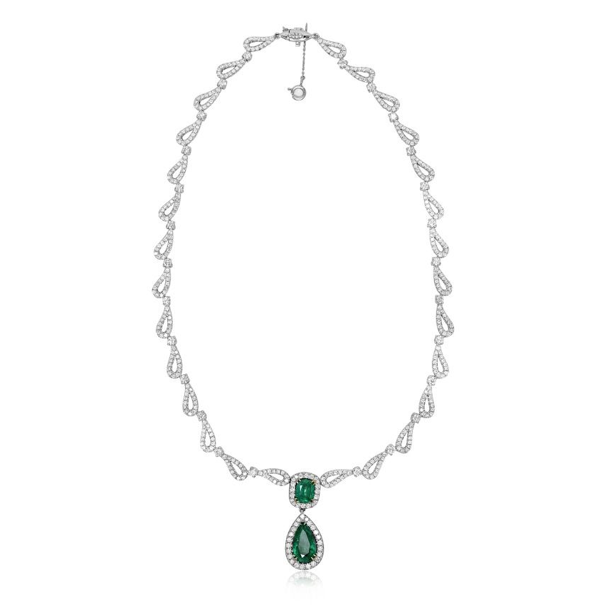 Ornate Emerald Drop Necklace — view 1