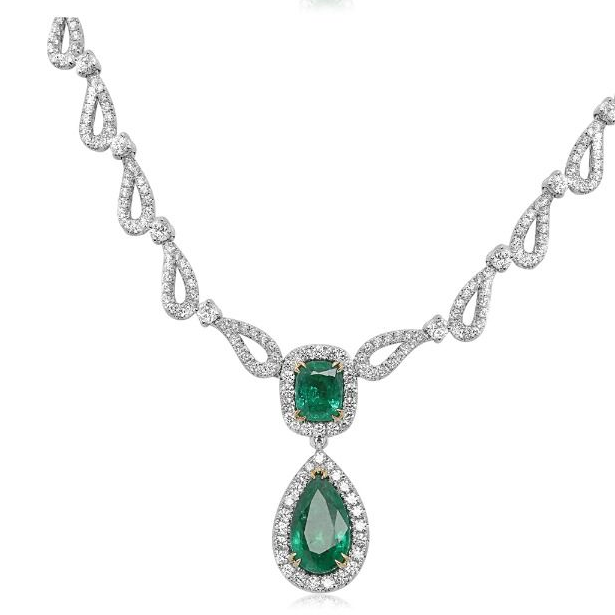 Ornate Emerald Drop Necklace — view 3