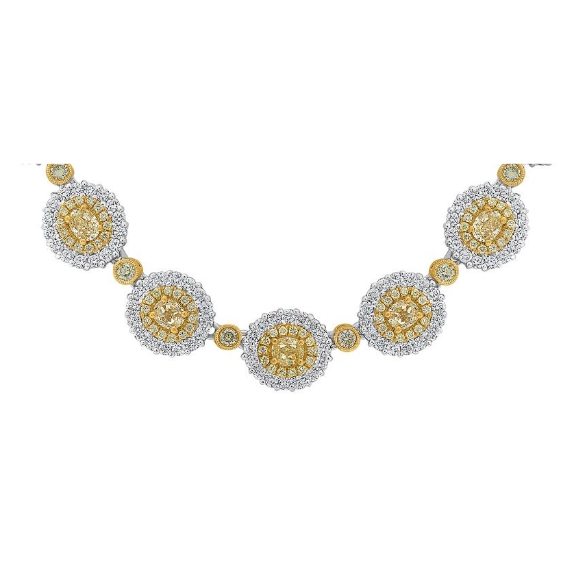 Yellow Diamond Oval Row Necklace — view 3