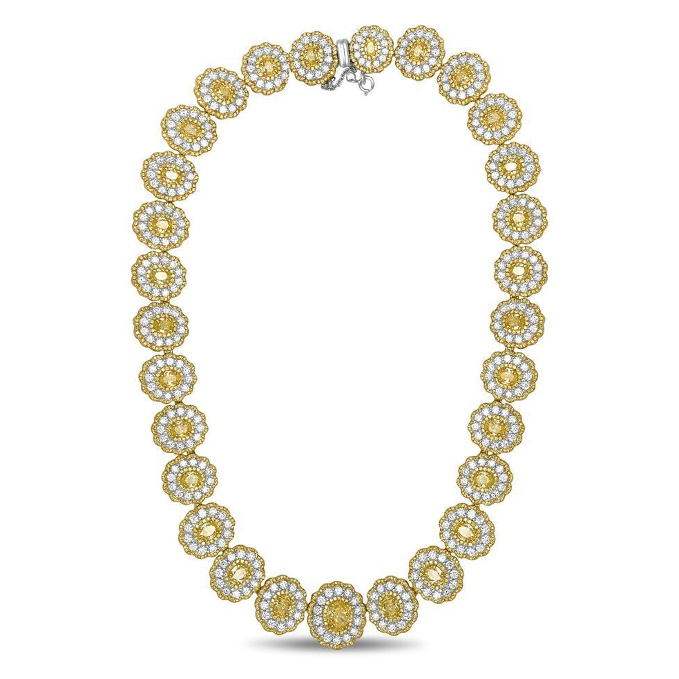 White and Yellow Gold Necklace with 23+ Carats Yellow Diamonds — view 1