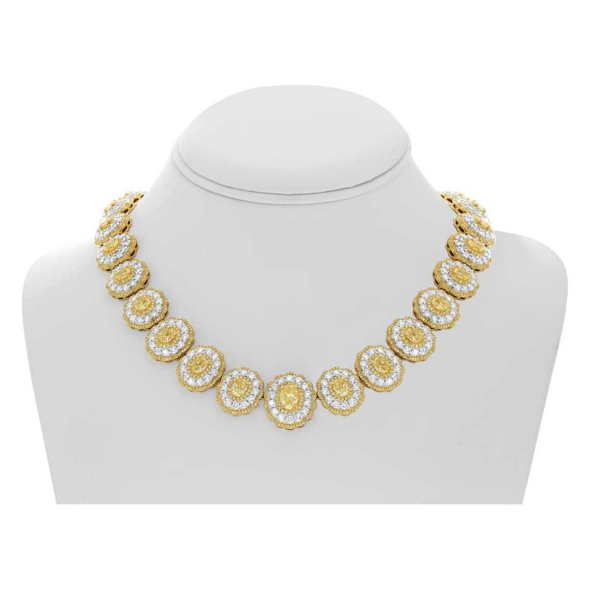 White and Yellow Gold Necklace with 23+ Carats Yellow Diamonds — view 2