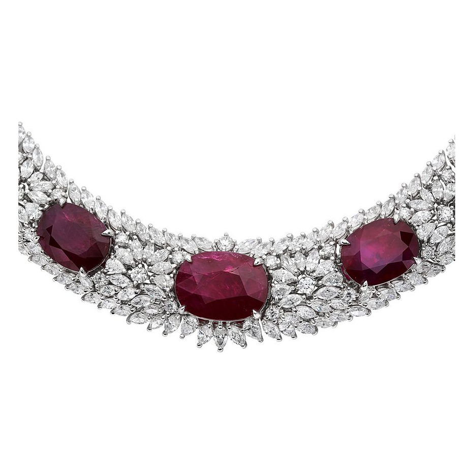 Diamond & Ruby Collar Necklace — view 1