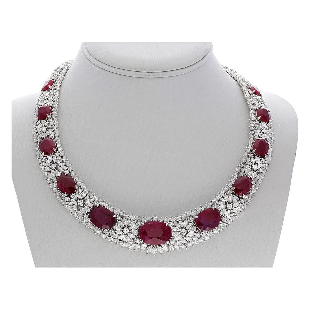 Diamond & Ruby Collar Necklace — view 2