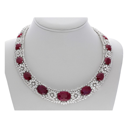 Diamond & Ruby Collar Necklace — view 2