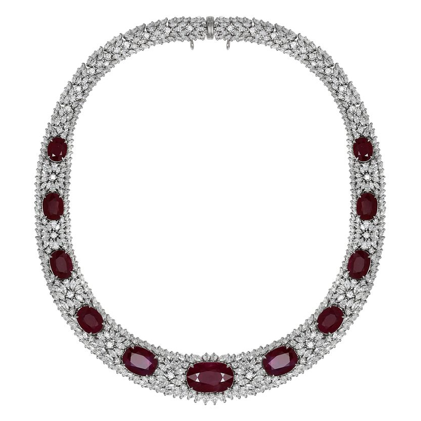 Diamond & Ruby Collar Necklace — view 3