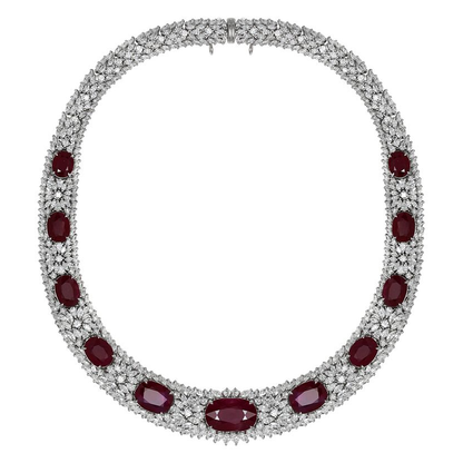 Diamond & Ruby Collar Necklace — view 3