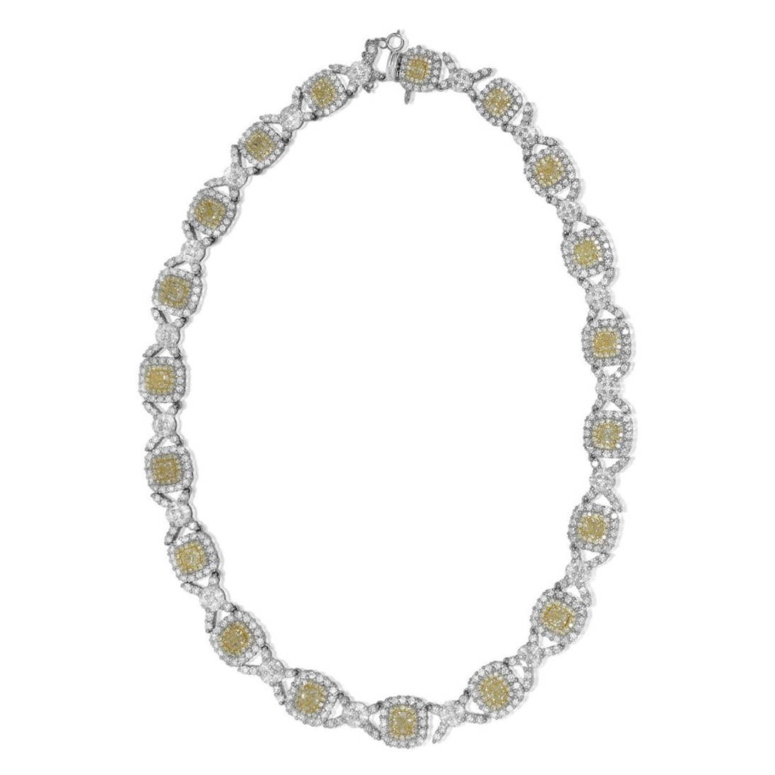 Cushion Fancy Yellow Diamond Necklace — view 1
