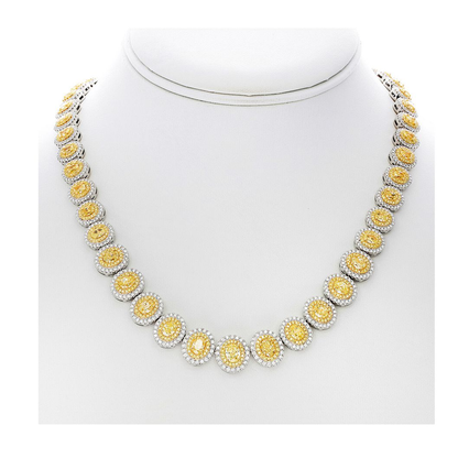 Oval Double Halo Diamond Necklace — view 1
