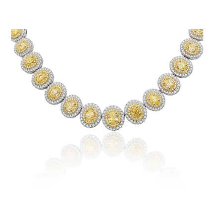 Oval Double Halo Diamond Necklace — view 2
