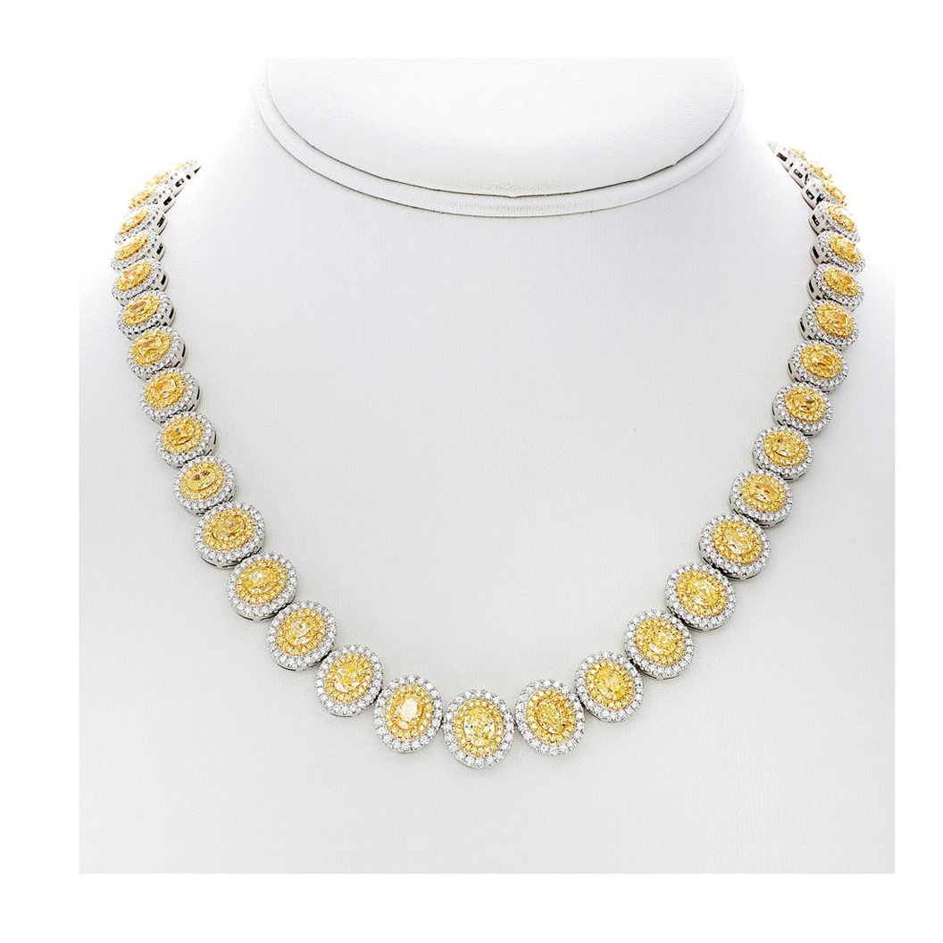 Oval Fancy Yellow Diamond Necklace — view 1