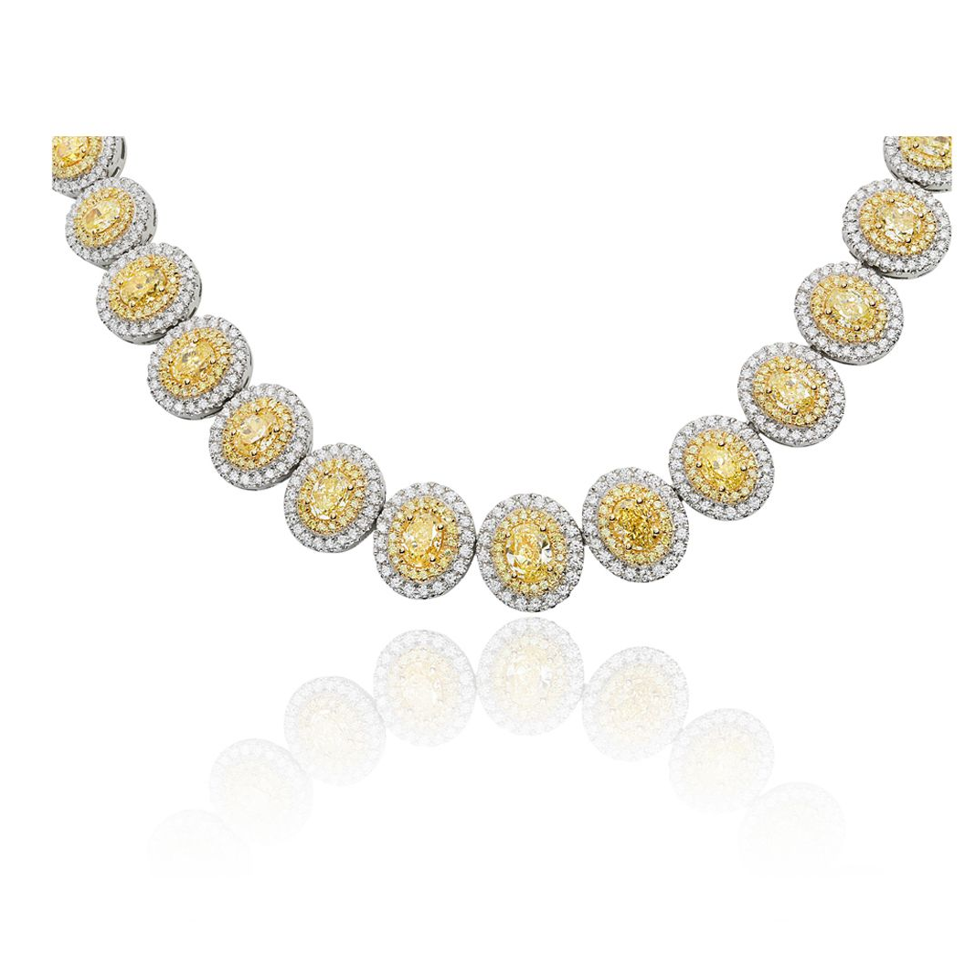 Oval Fancy Yellow Diamond Necklace — view 2