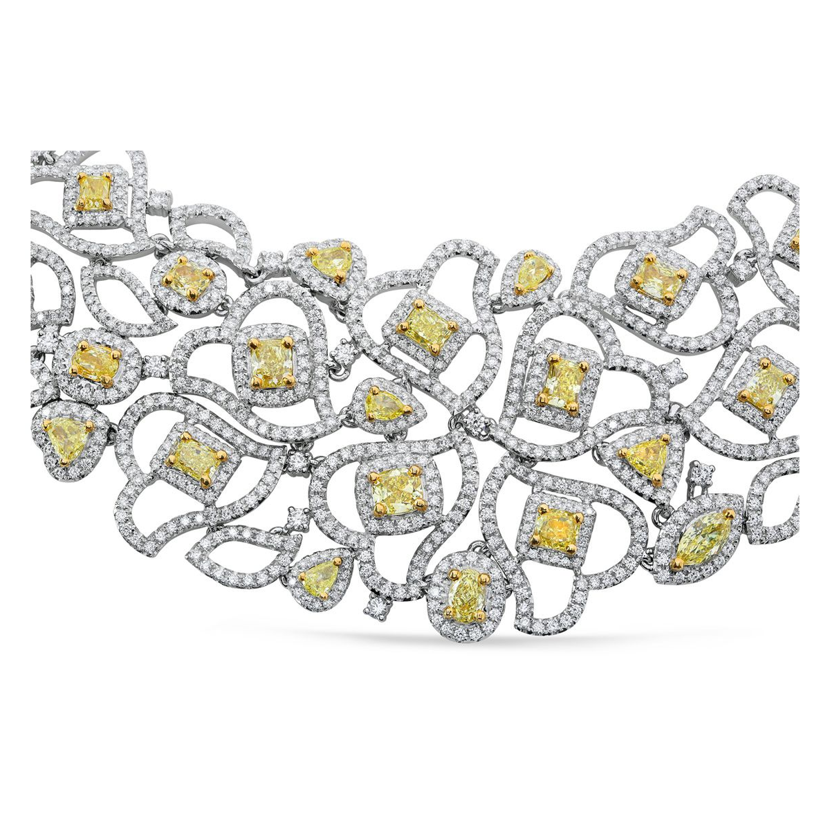 Mixed Shape Yellow Diamond Necklace — view 3